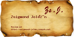 Zsigmond Jolán névjegykártya